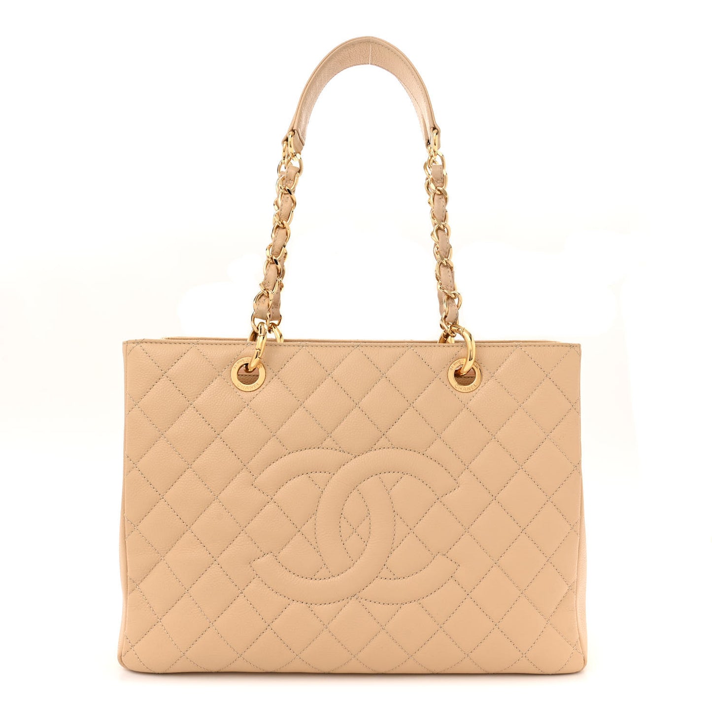 Caviar Quilted Grand Shopping Tote GST Beige Clair