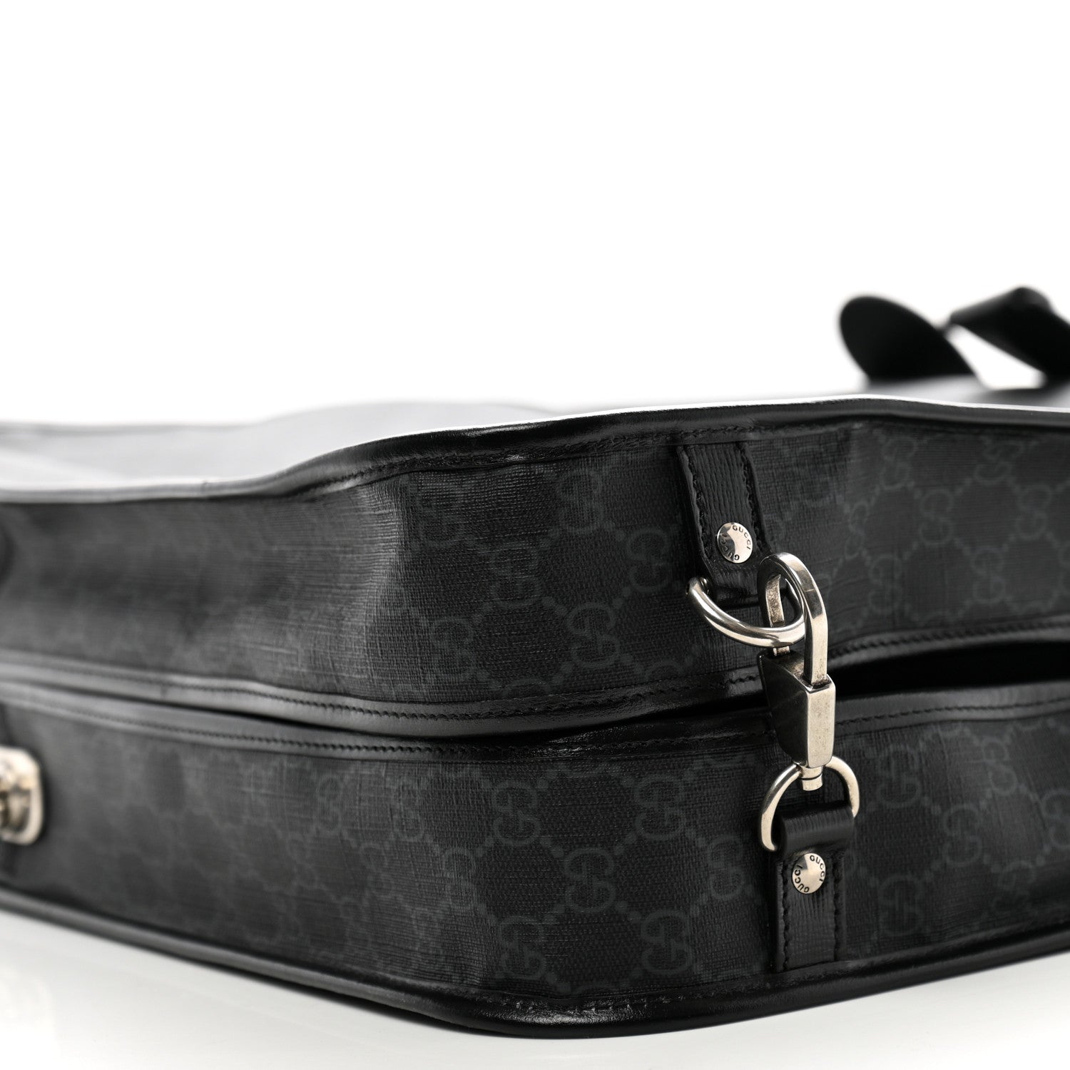 Gucci GG Supreme Monogram Azalea Calfskin Retro Interlocking G Garment Bag Black 10 of 12