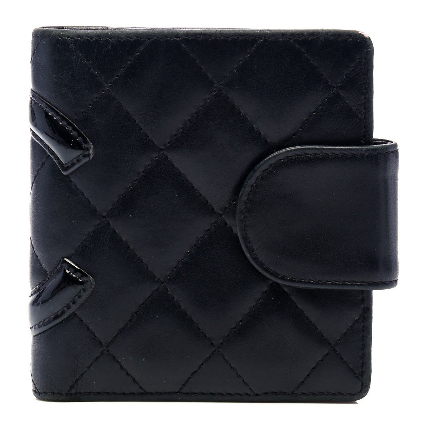 Calfskin Quilted Cambon Bi-Fold Wallet Black