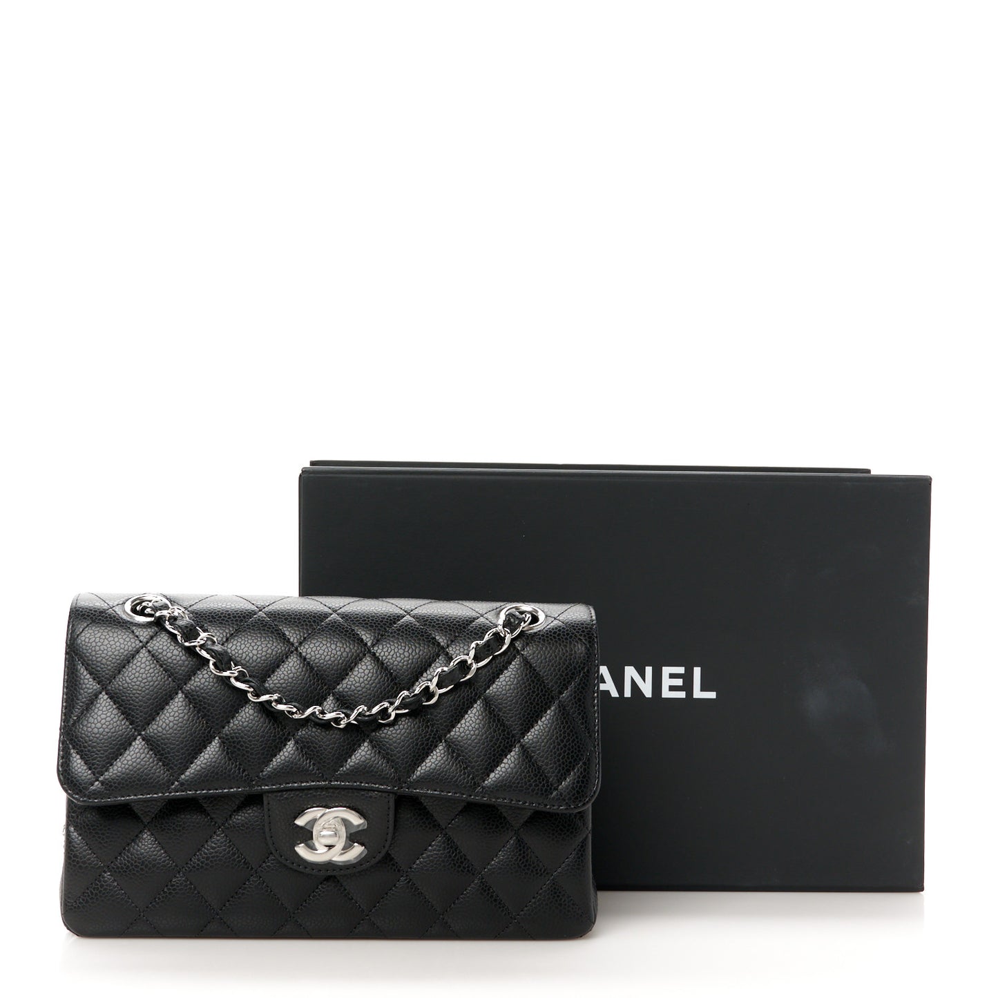Caviar Quilted Small Double Flap Black