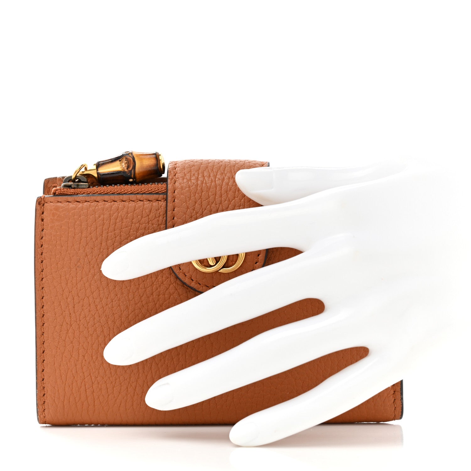 Gucci Piuma Calfskin Medium Bamboo Double G Wallet Cuir 2 of 7