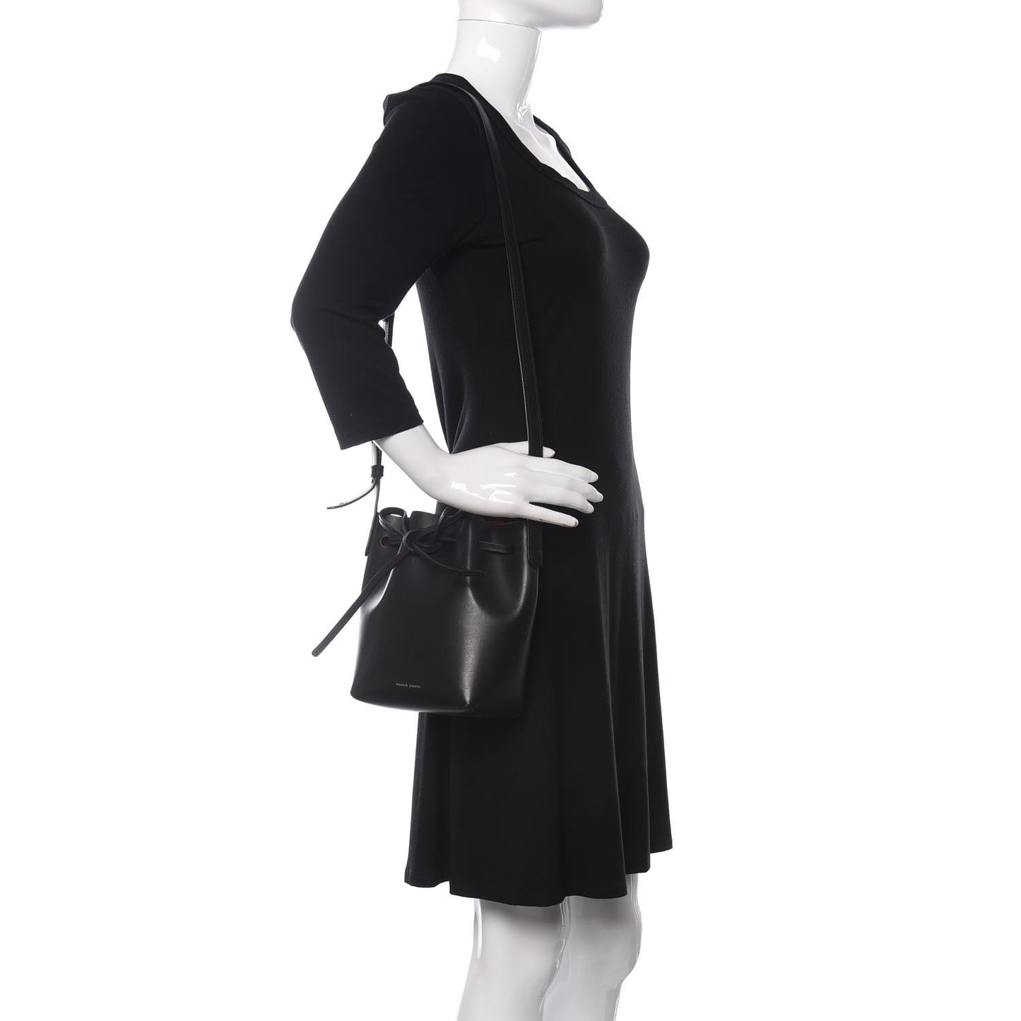 Vegetable Tanned Calfskin Mini Mini Bucket Bag Black Flamma