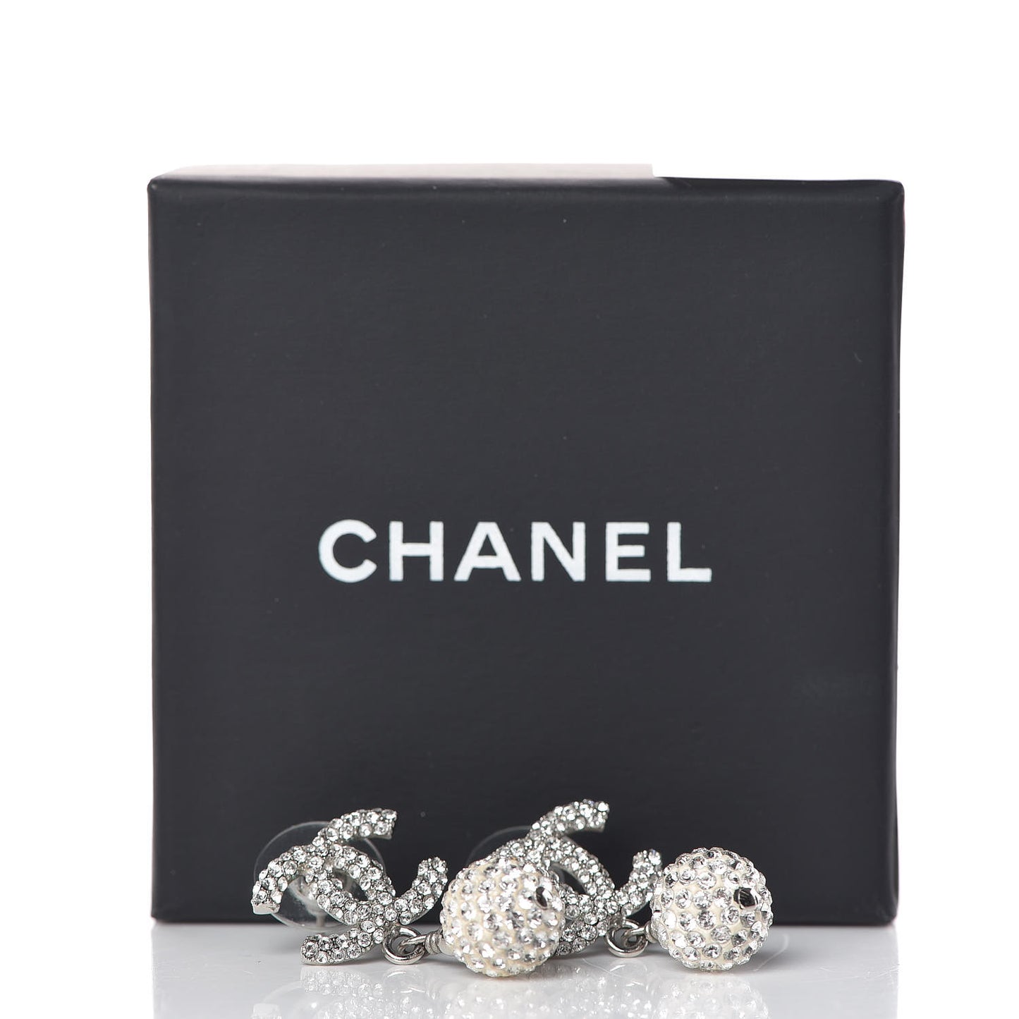 Crystal CC Drop Earrings Silver