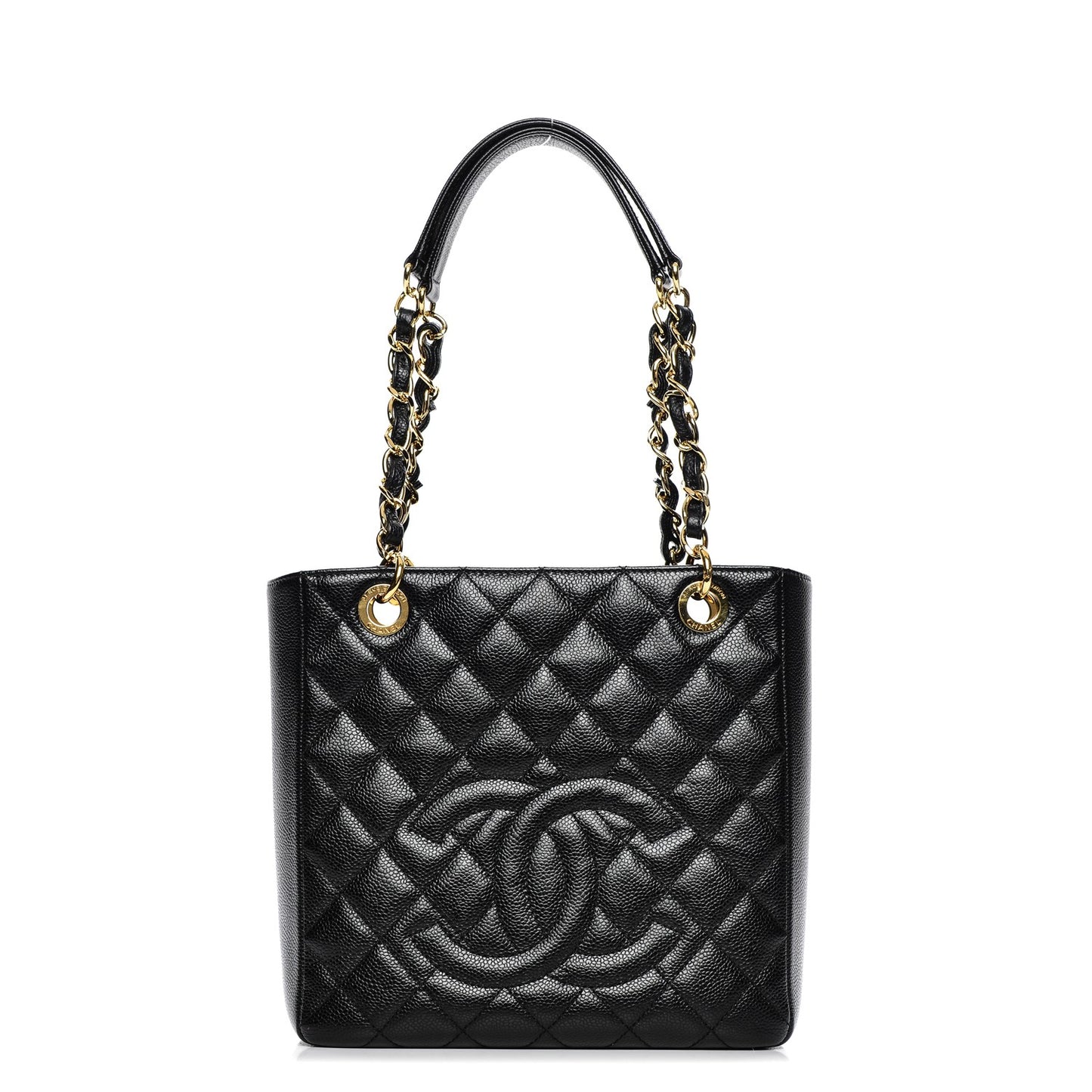 Caviar Quilted Petit Shopping Tote PST Black