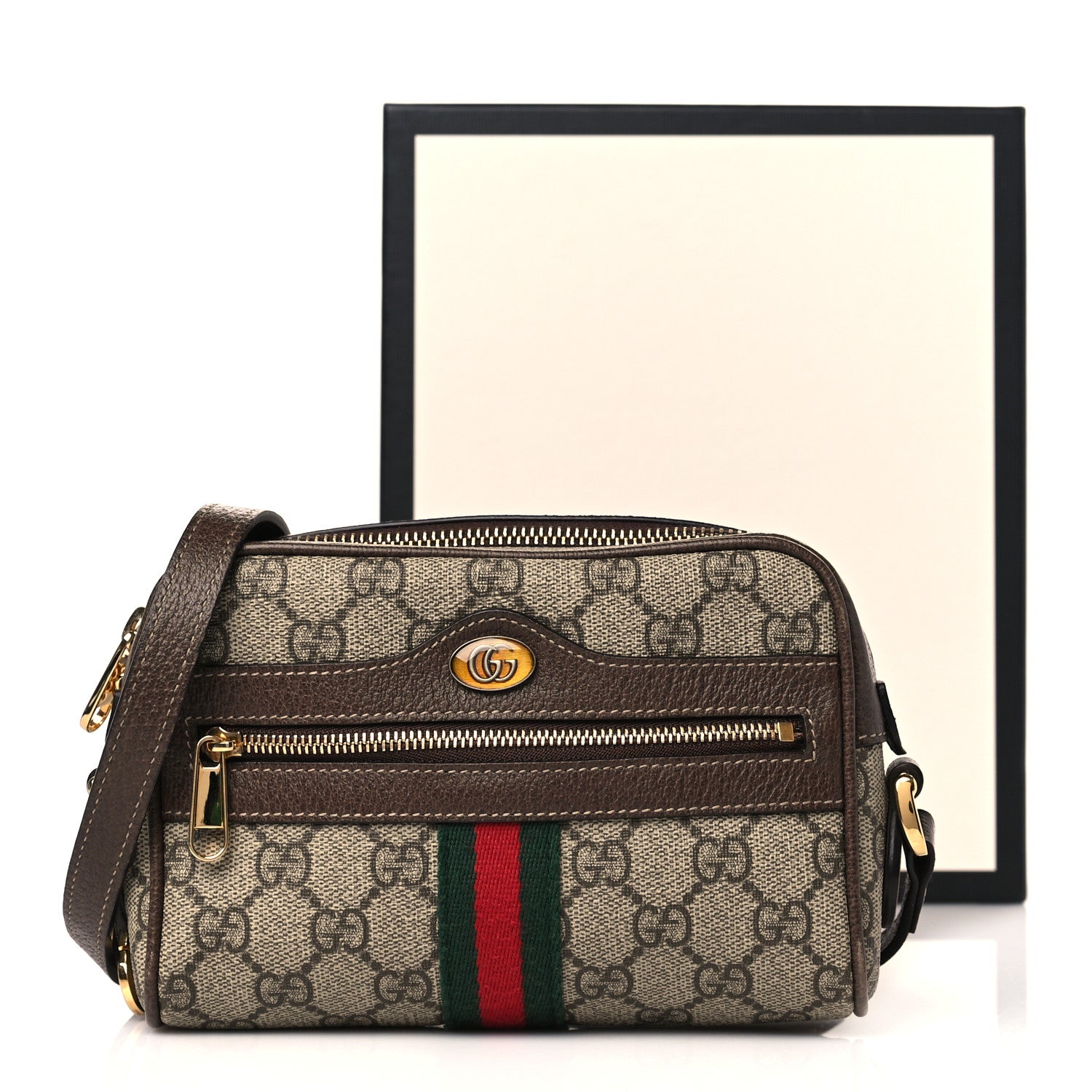 Gucci GG Supreme Monogram Web Mini Ophidia Shoulder Bag Brown 13 of 13