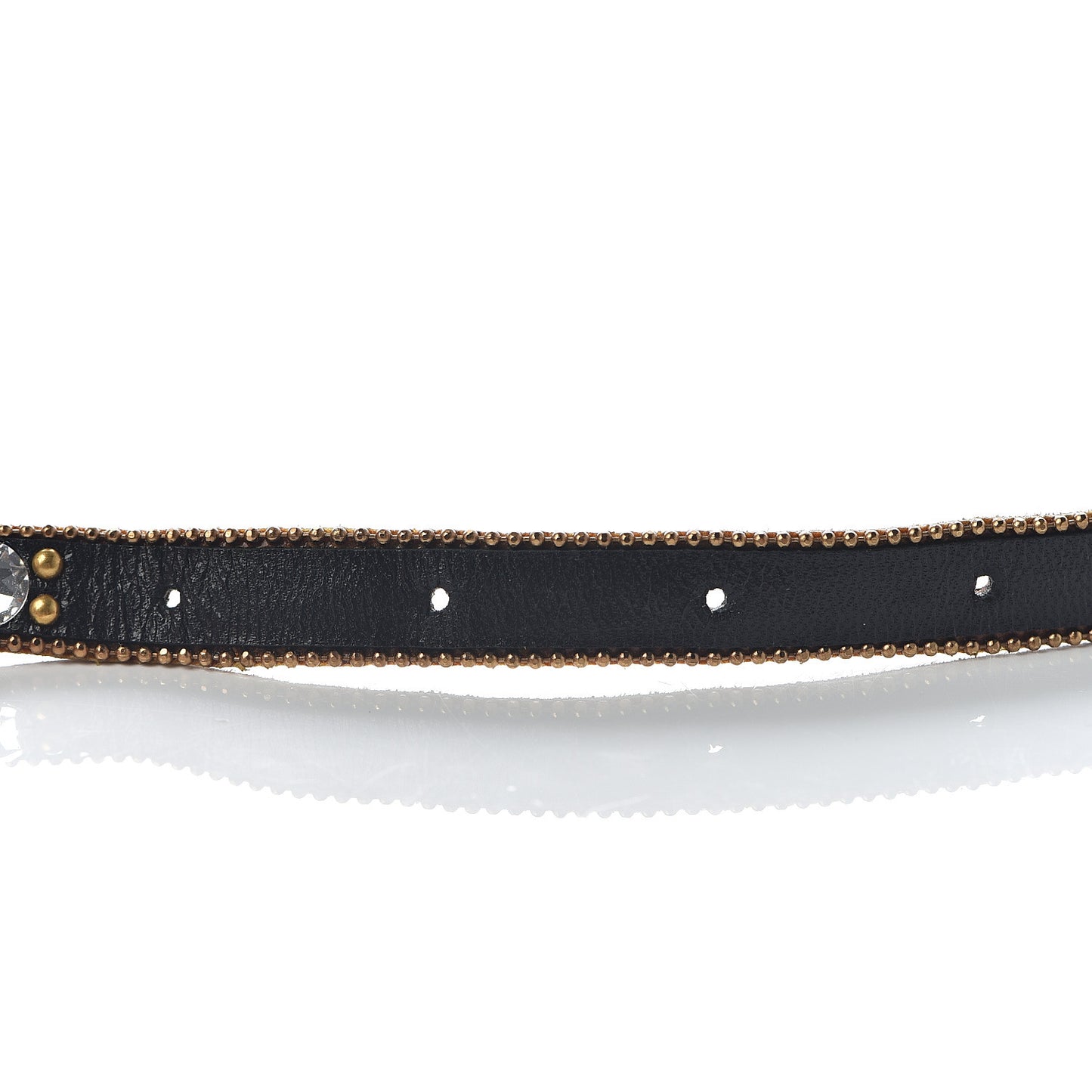Calfskin Crystal Embellished Double G Choker Necklace Multicolor