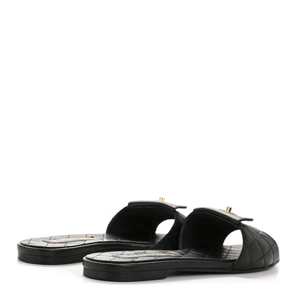 Chanel Lambskin Quilted CC Turnlock Sandals 38.5 Black 4 of 8