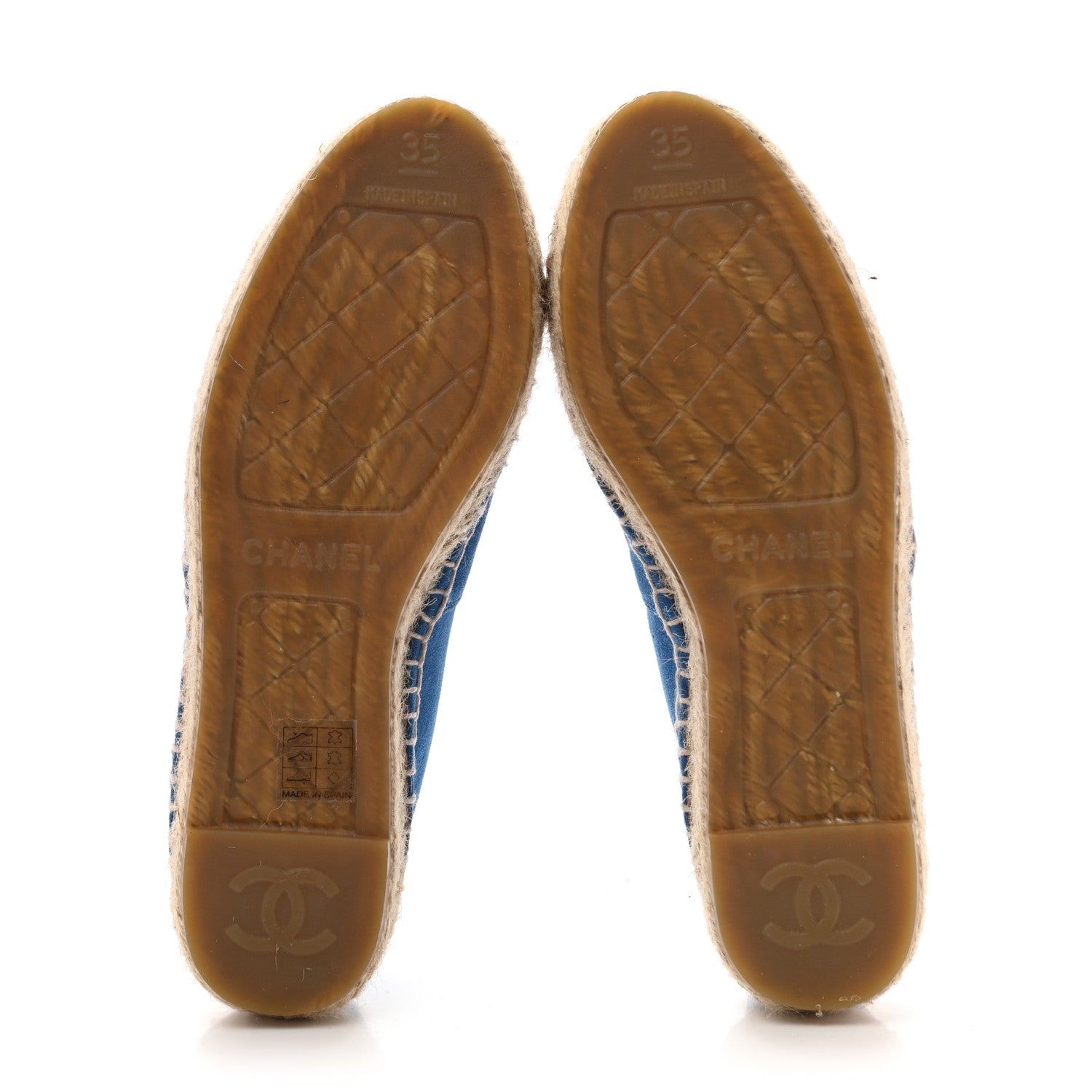 Chanel Kid Suede CC Espadrilles 35 Blue 9 of 16