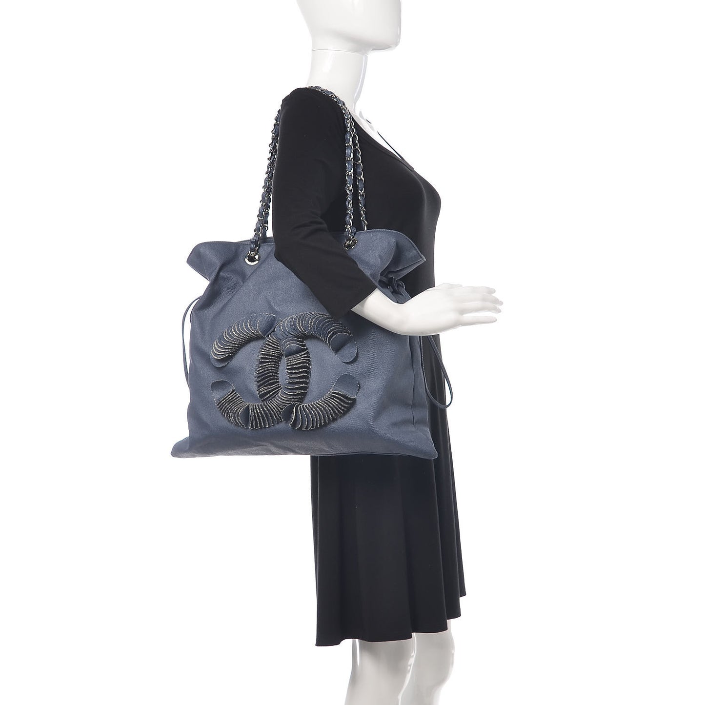 Denim Large CC Discus Tote Blue
