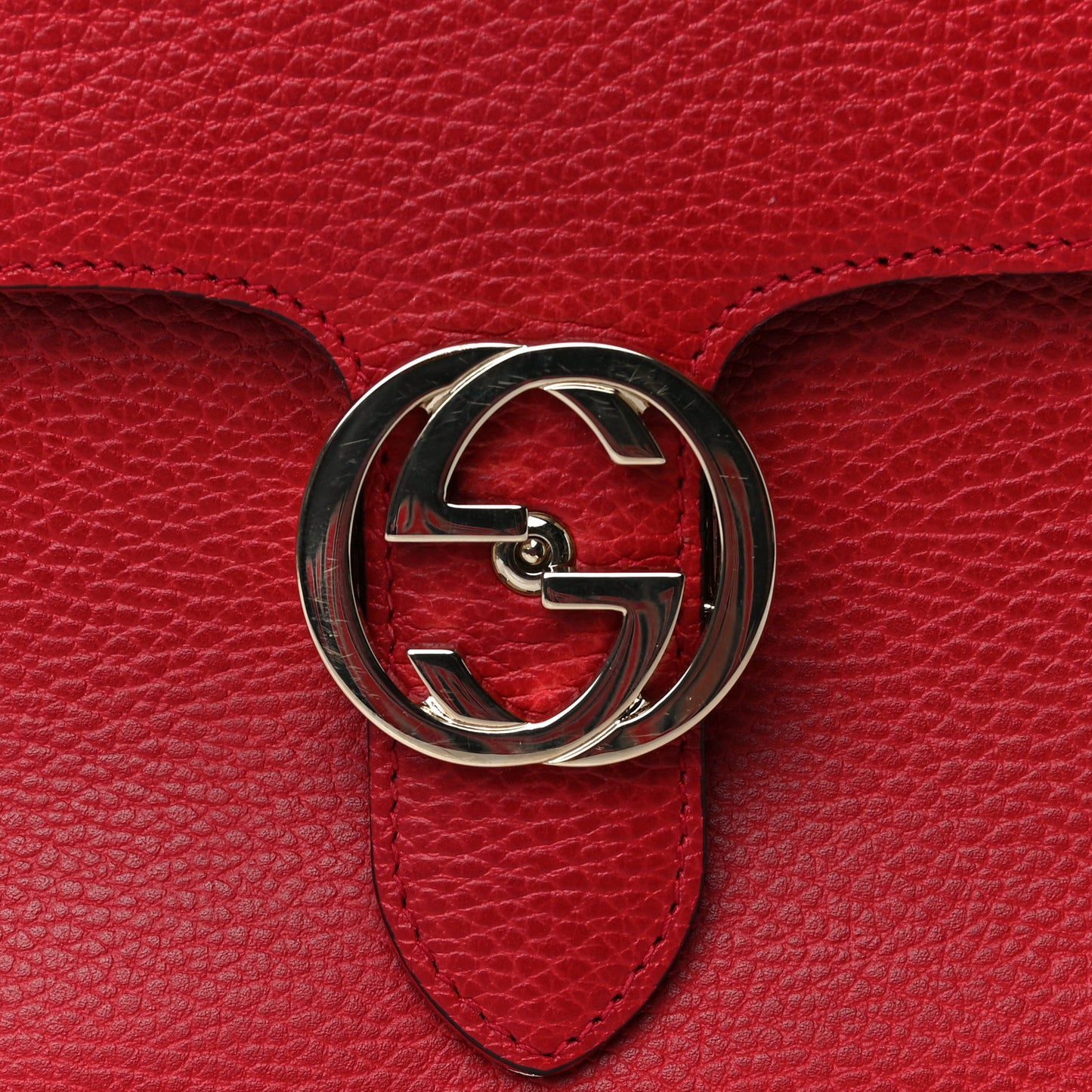 Dollar Calfskin Medium Interlocking G Top Handle Shoulder Bag Red