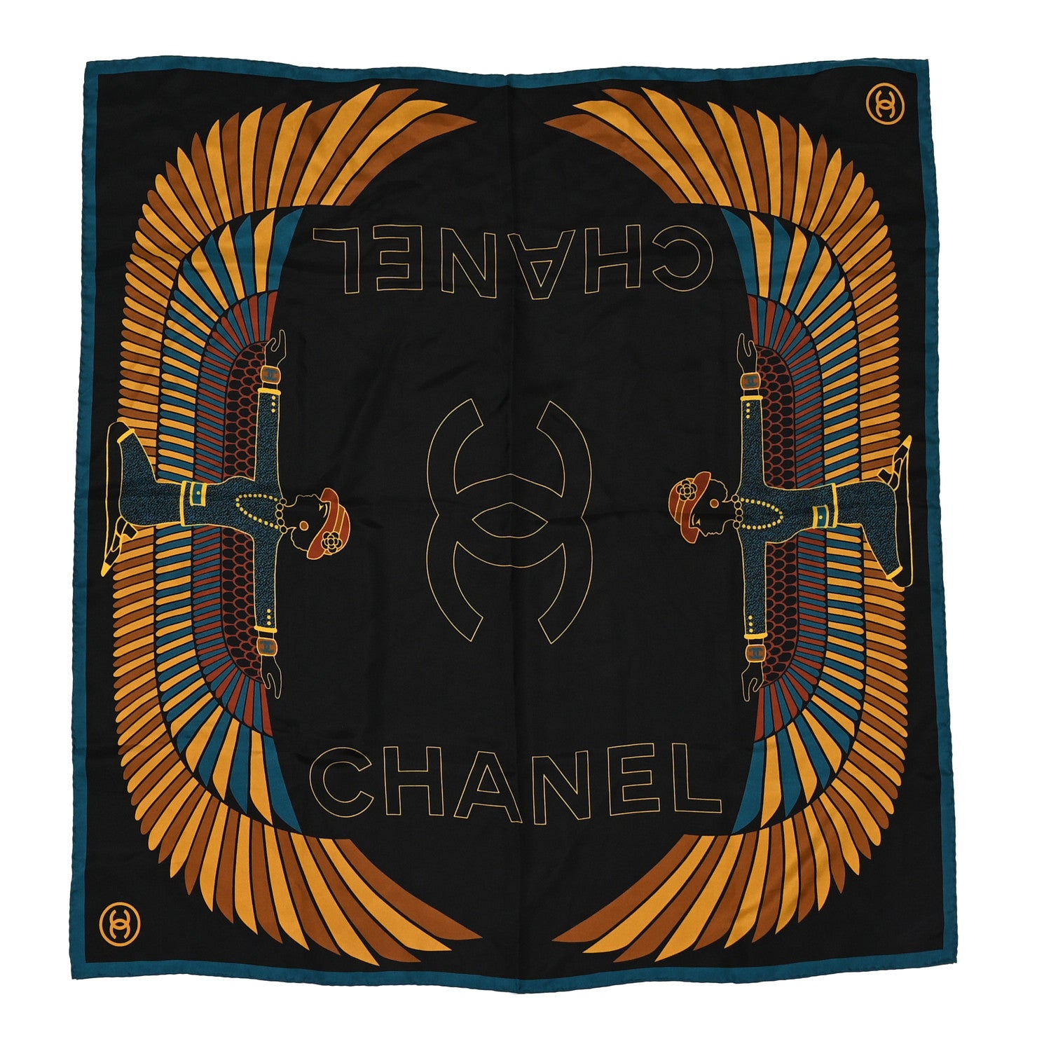 Chanel Silk Egyptian CC Scarf Black 1 of 7