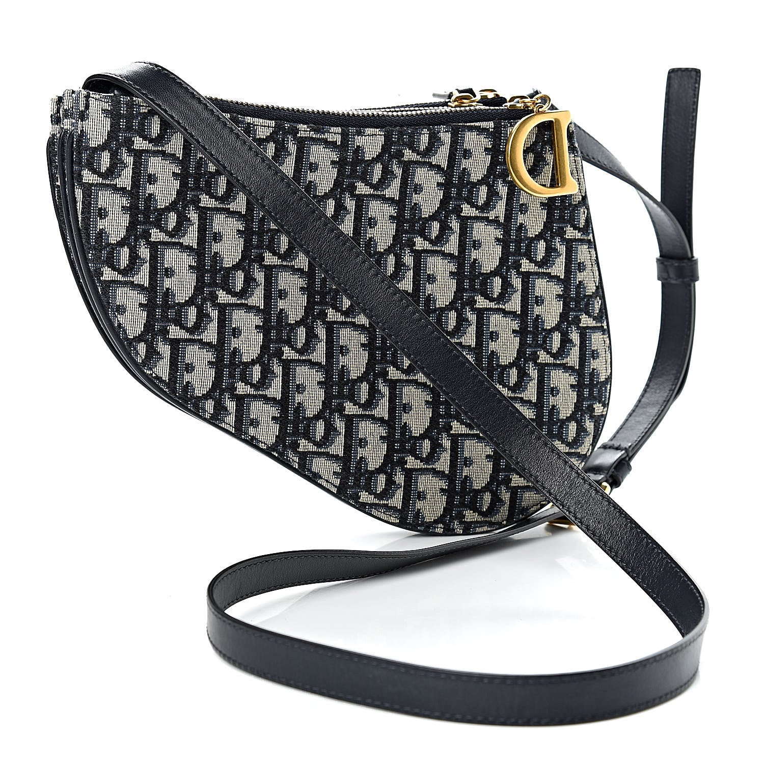 Christian Dior Oblique Saddle Pouch With Strap Navy Blue 3 of 10