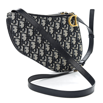Christian Dior Oblique Saddle Pouch With Strap Navy Blue 3 of 10