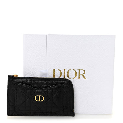 Christian Dior Supple Calfskin Cannage Caro Cosmos Zipped Card Holder Black 8 of 8