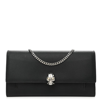 Alexander McQueen Pebbled Calfskin Skull Wallet on Chain Black 1 of 10