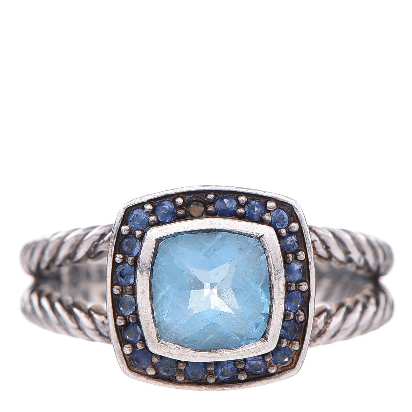 Sterling Silver Blue Topaz Sapphire 7mm Petite Cable Candy Ring 55 7.25
