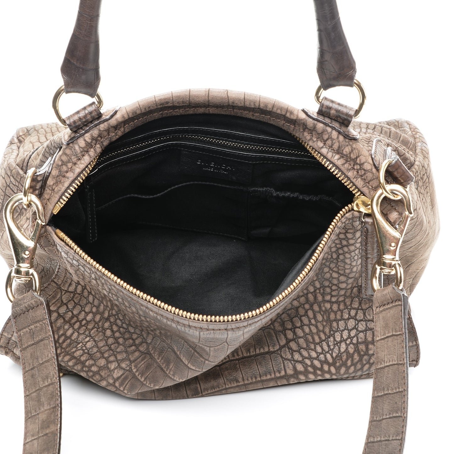 Calfskin Crocodile Embossed Medium Pandora Brown
