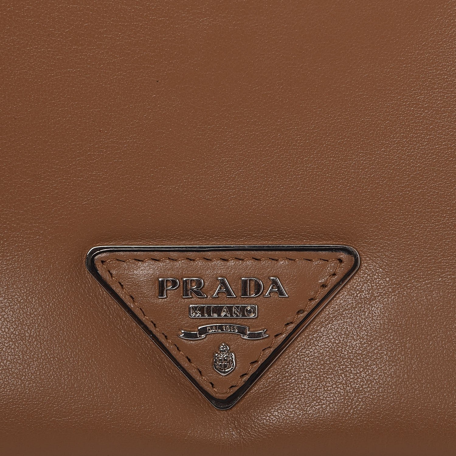 Prada Soft Calfskin Studded Zip Clutch Caramel 9 of 9