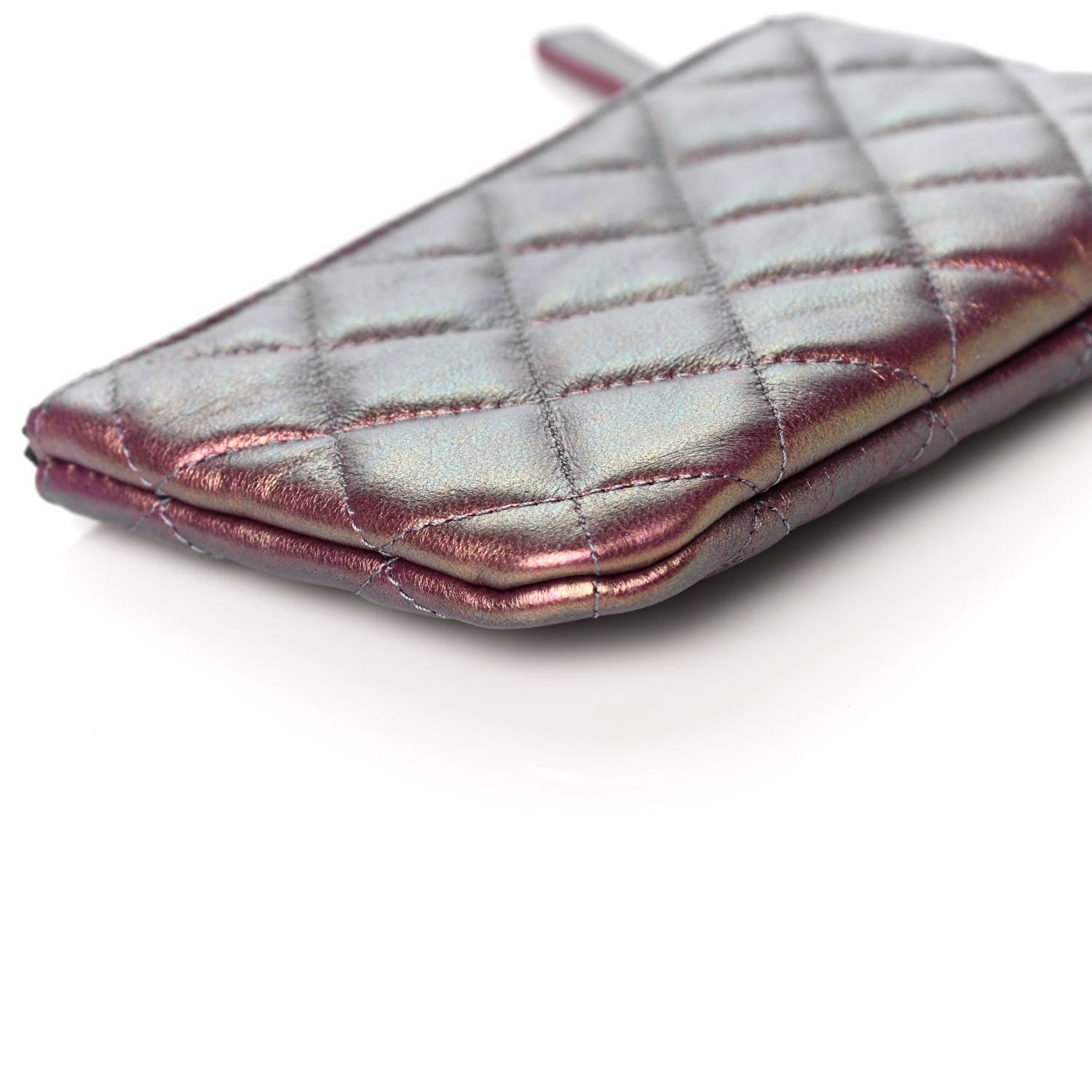 Chanel Iridescent Lambskin Quilted Small Cosmetic Case Purple 12 of 13