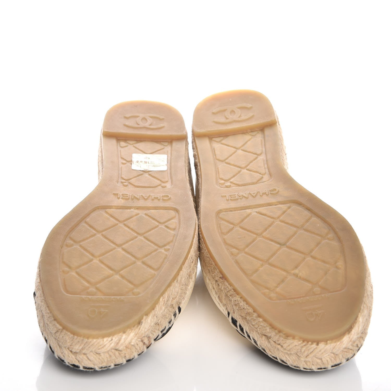 Chanel Metallic Calfskin Grosgrain CC Espadrilles 40 Ivory Black 5 of 10