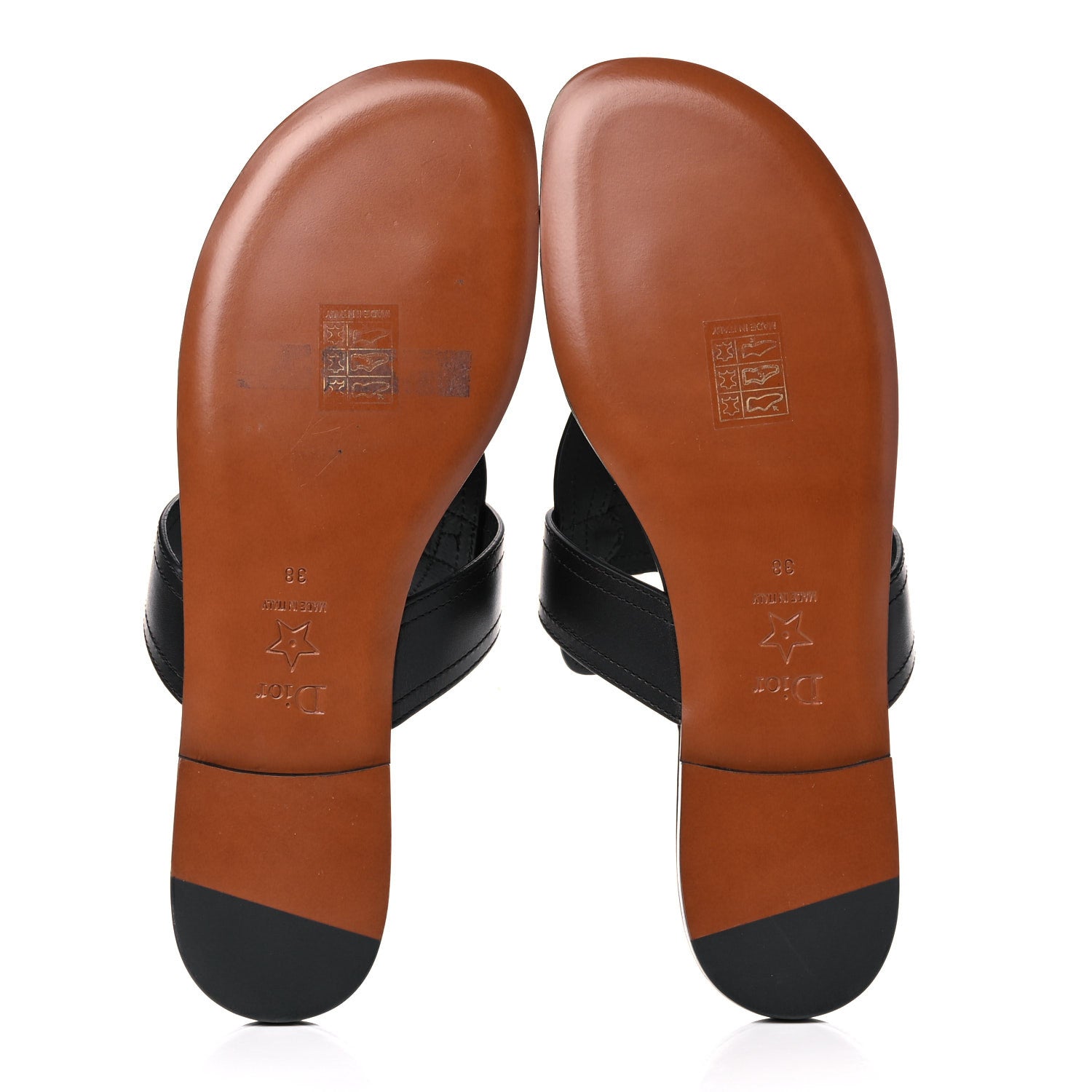 Christian Dior Calfskin 30 Montaigne Thong Sandals 38 Black 5 of 9