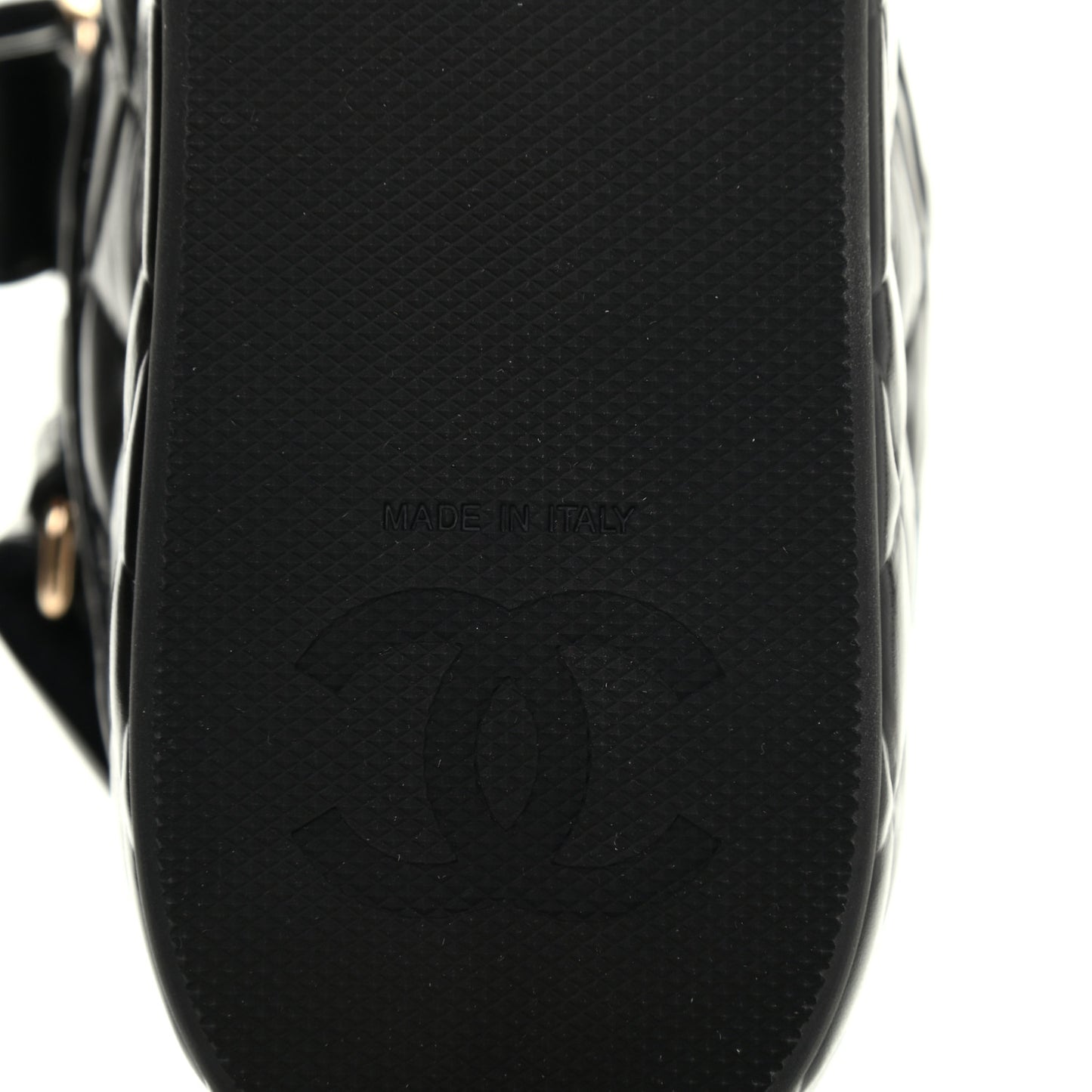 Shiny Calfskin Logo Platform Sandals 37 Black