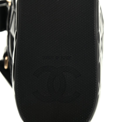 Chanel Shiny Calfskin Logo Platform Sandals 37 Black 6 of 6