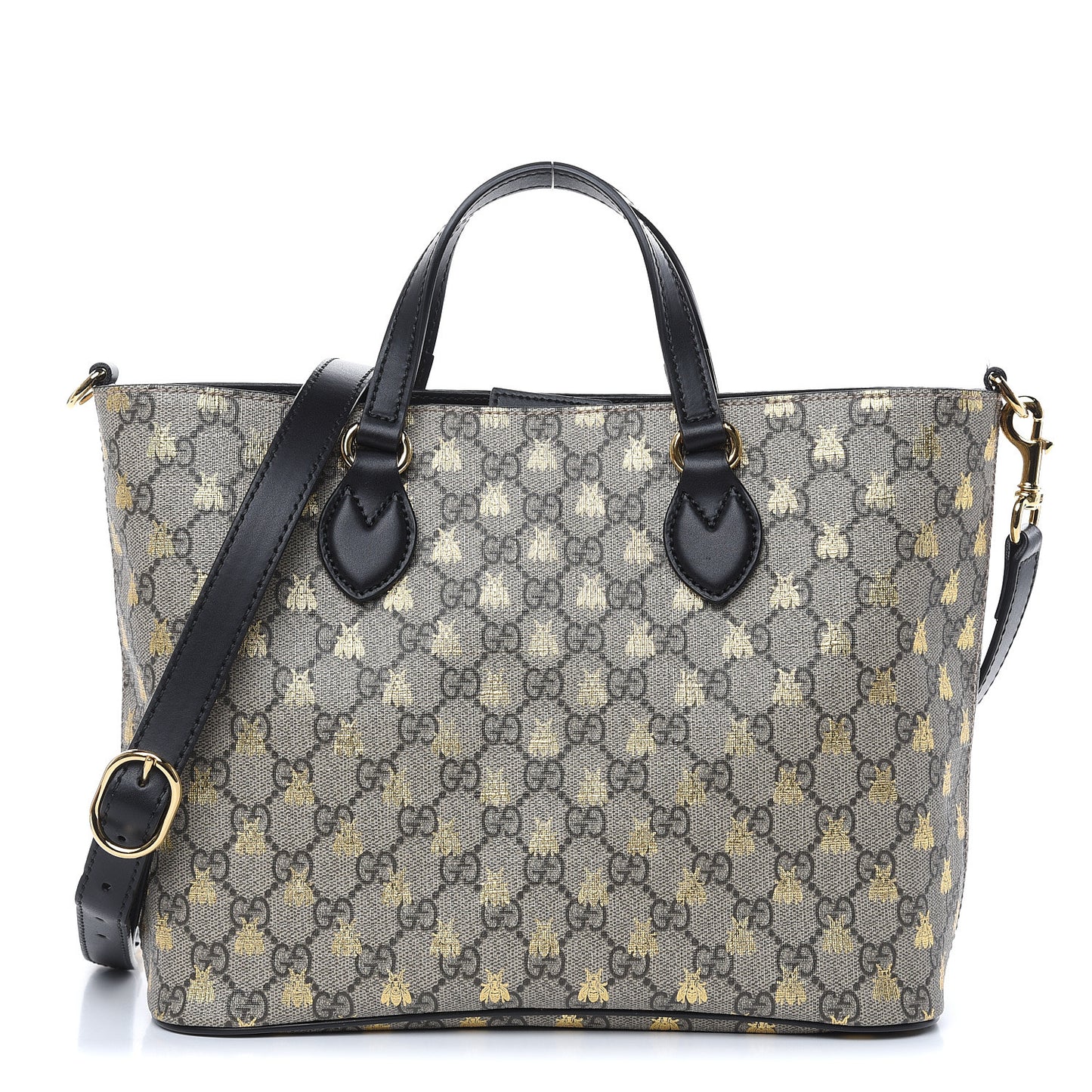 Soft GG Supreme Monogram Bees Small Crossbody Tote Beige Oro Black