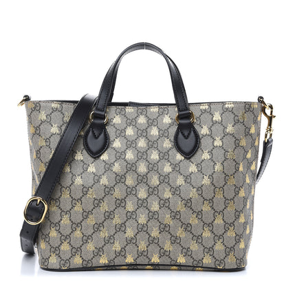Gucci Soft GG Supreme Monogram Bees Small Crossbody Tote Beige Oro Black 1 of 9