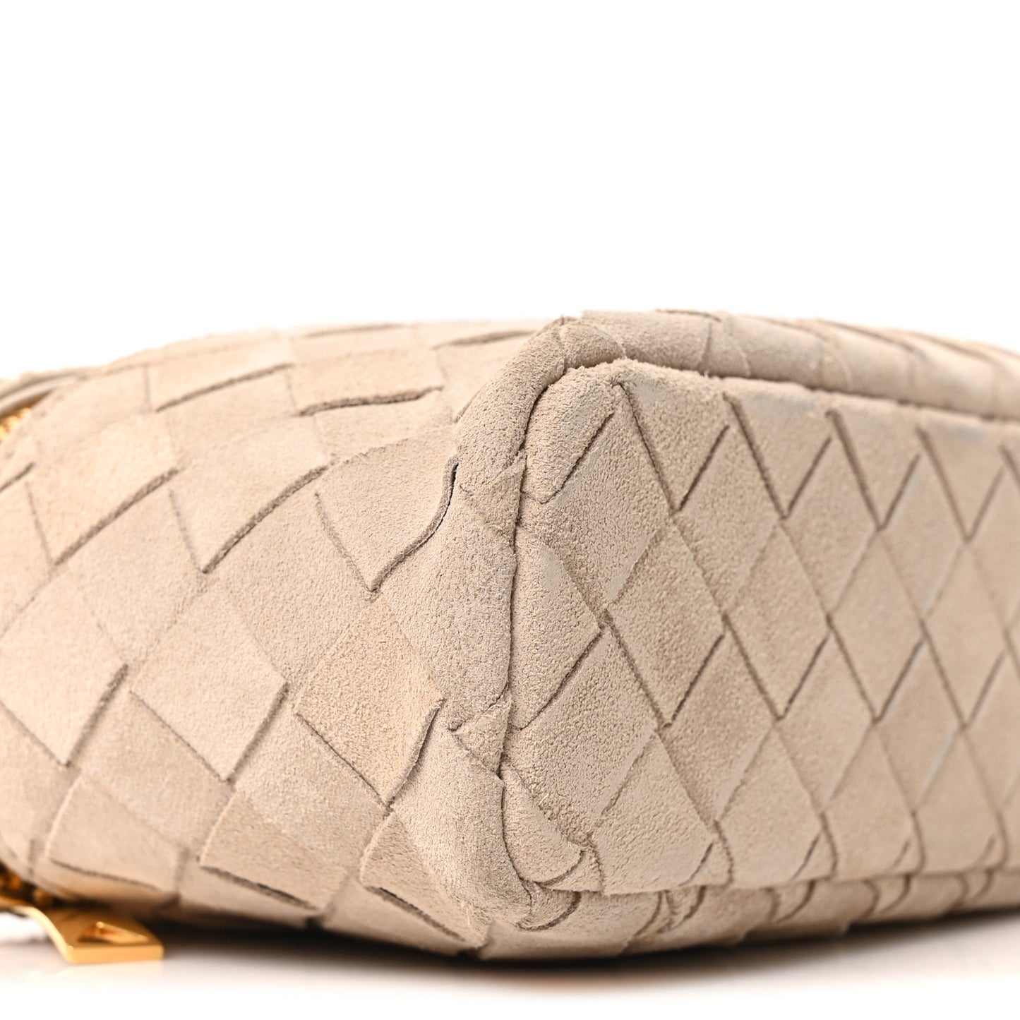Suede Intrecciato Bang Bang Vanity Case Ecru