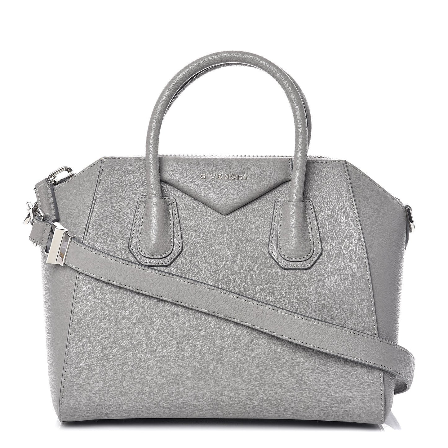 Sugar Goatskin Small Antigona Pearl Grey