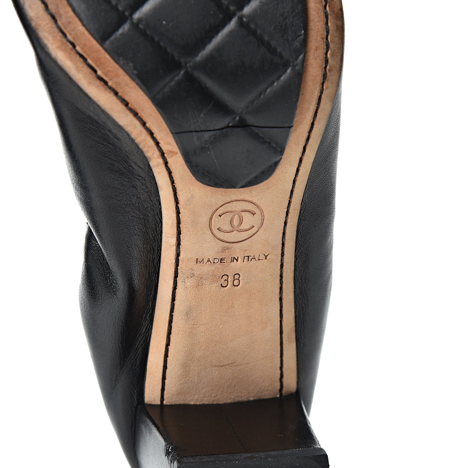 Chanel Lambskin Elastic Stretch Camellia Pumps 38 Black 9 of 10