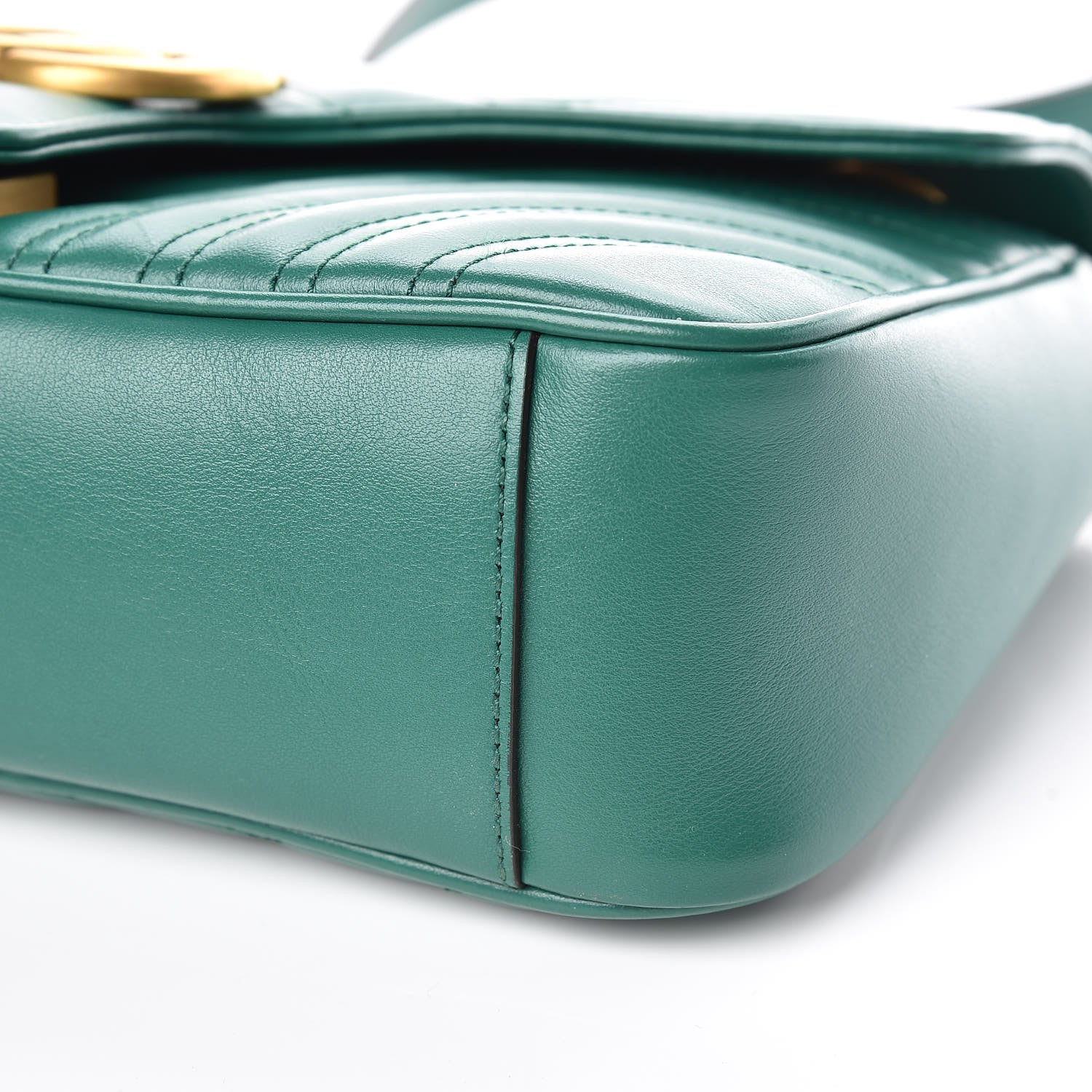 Gucci Calfskin Matelasse Small GG Marmont Shoulder Bag Emerald Green 6 of 9