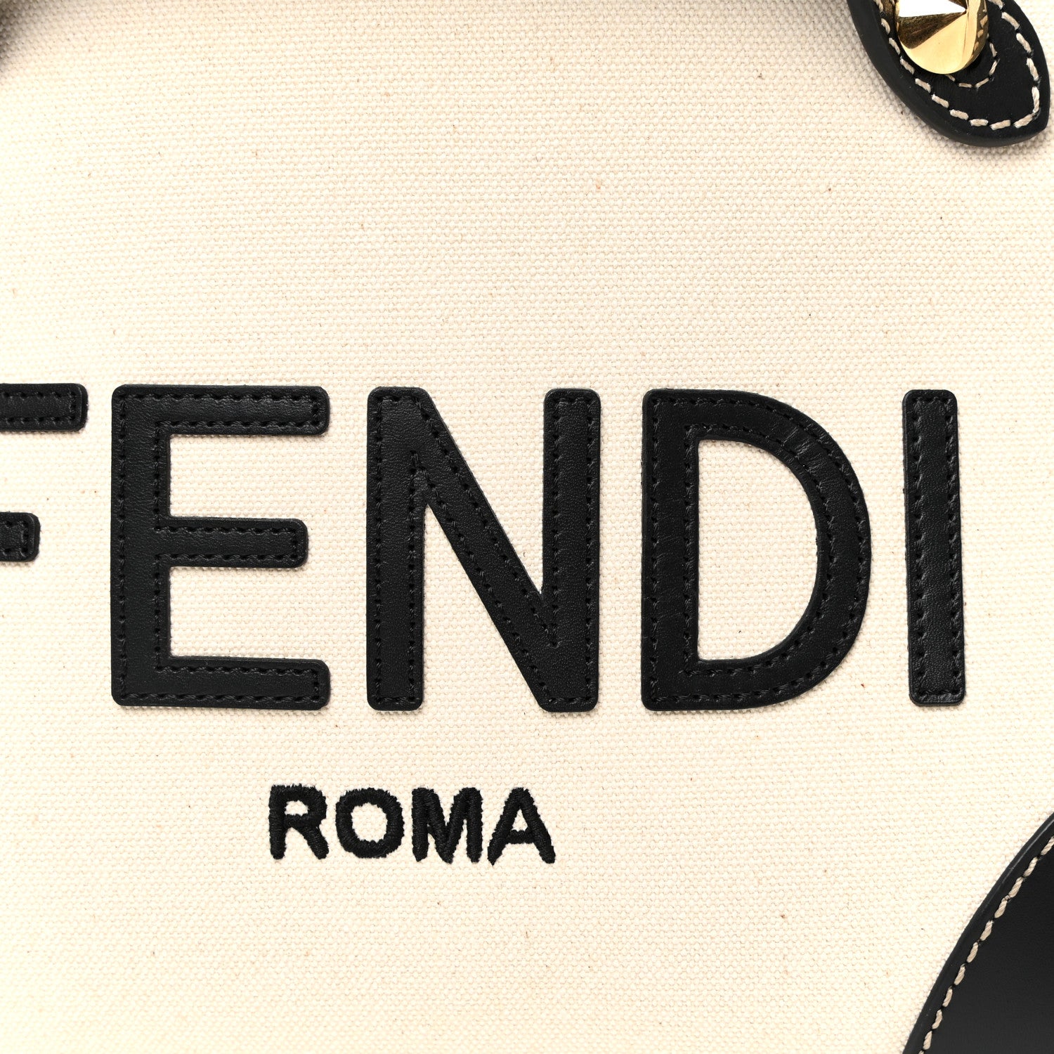 Fendi Canvas Vitello King Logo Embroidered Medium By The Way Boston Bag Grezzo Black 8 of 10