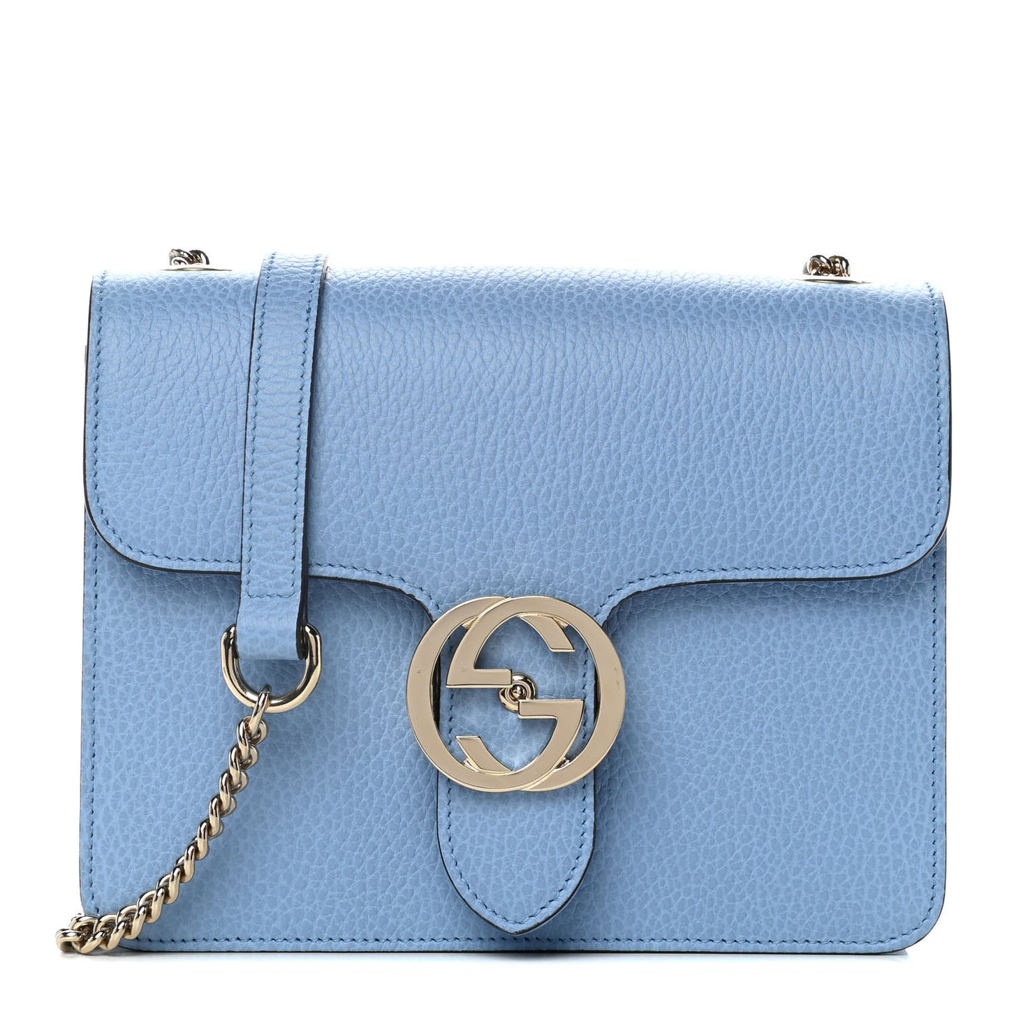 Dollar Calfskin Small Interlocking G Shoulder Bag Mineral Blue