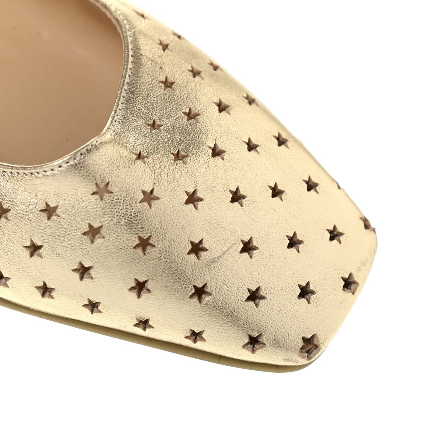 Metallic Nappa Perforated Star Modell Flats 37 Champagne