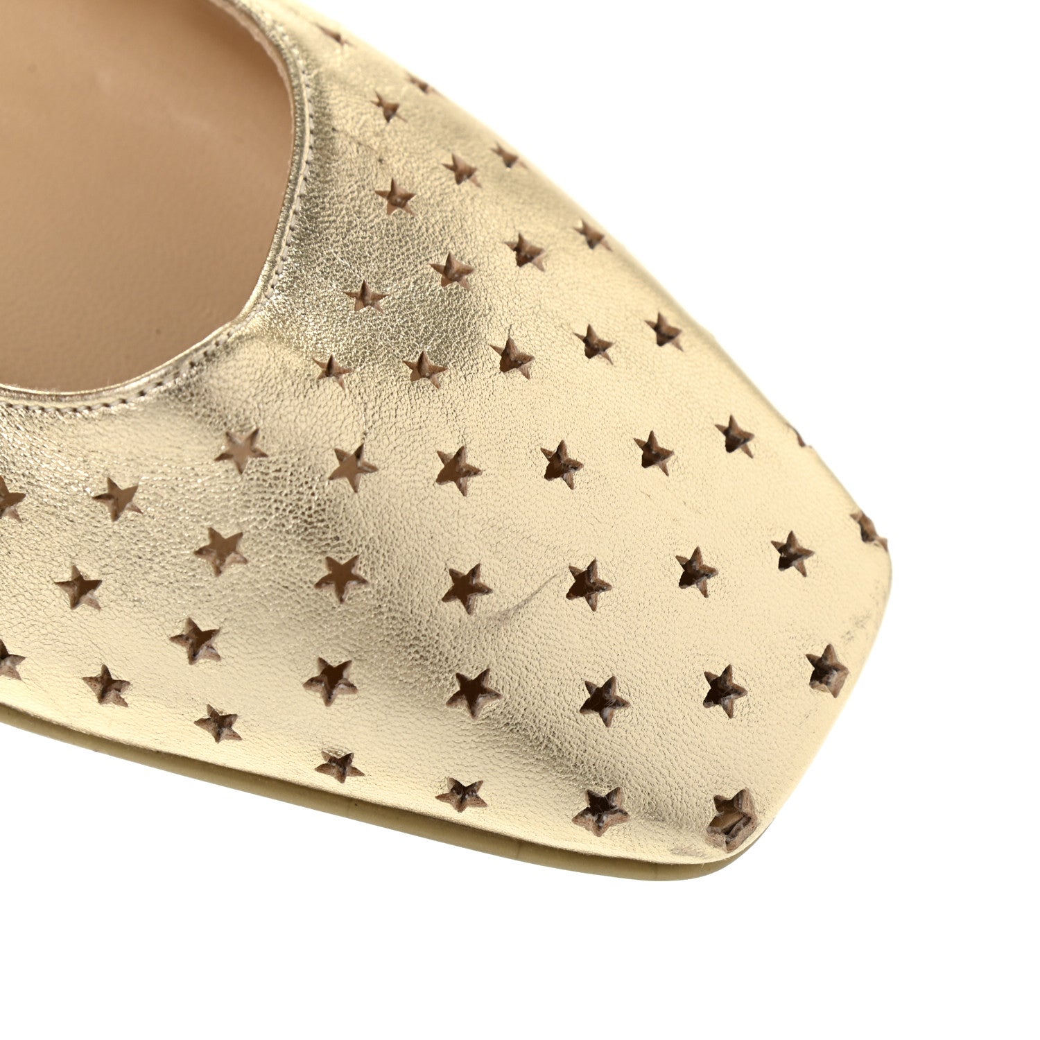Jimmy Choo Metallic Nappa Perforated Star Modell Flats 37 Champagne 10 of 15