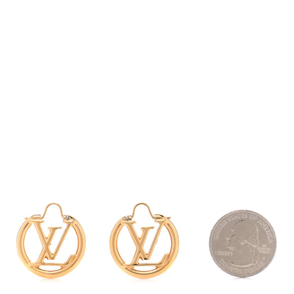 Louis Vuitton Metal Small Louise Hoop Earrings Gold 2 of 6