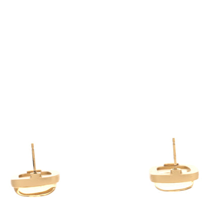 Chanel Metal Resin CC Rectangular Earrings Gold Transparent 3 of 4