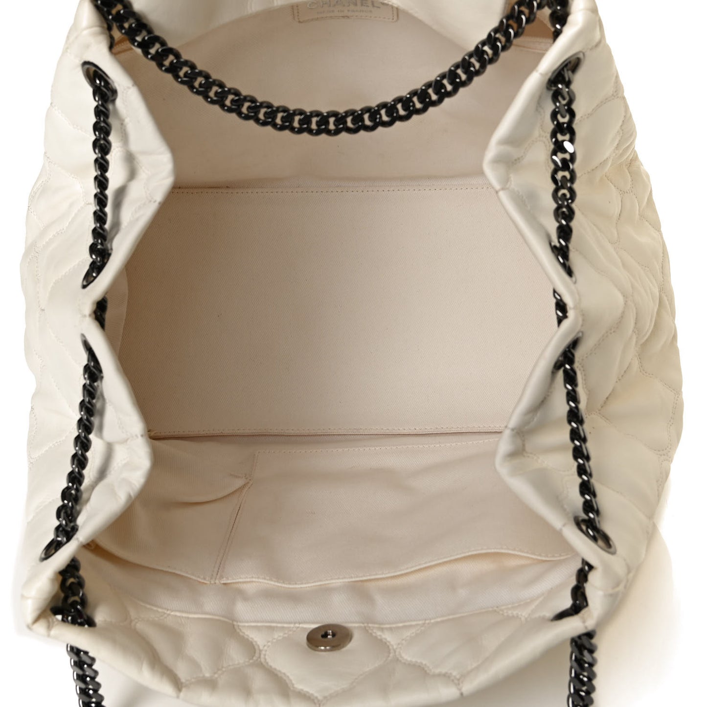 Lambskin Cells Accordion Tote Dark White