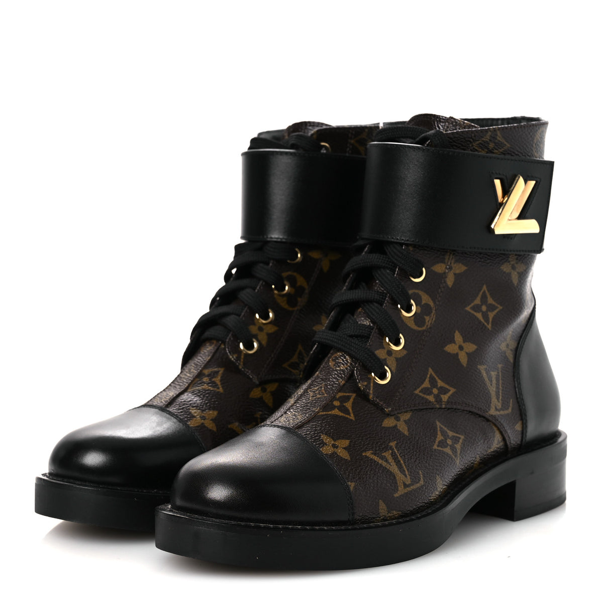 Calfskin Monogram Wonderland Flat Ranger Boots 37.5 Black