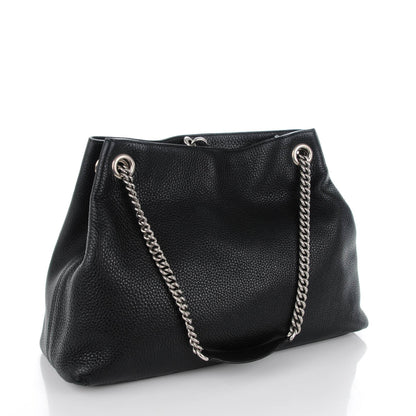 Gucci Pebbled Calfskin Studded Medium Soho Chain Shoulder Bag Black 3 of 7