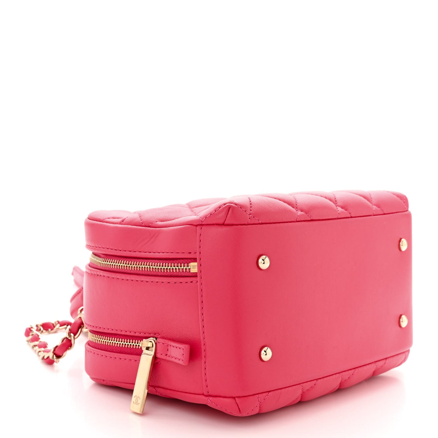 Lambskin Quilted Small Trendy CC Bowling Bag Pink