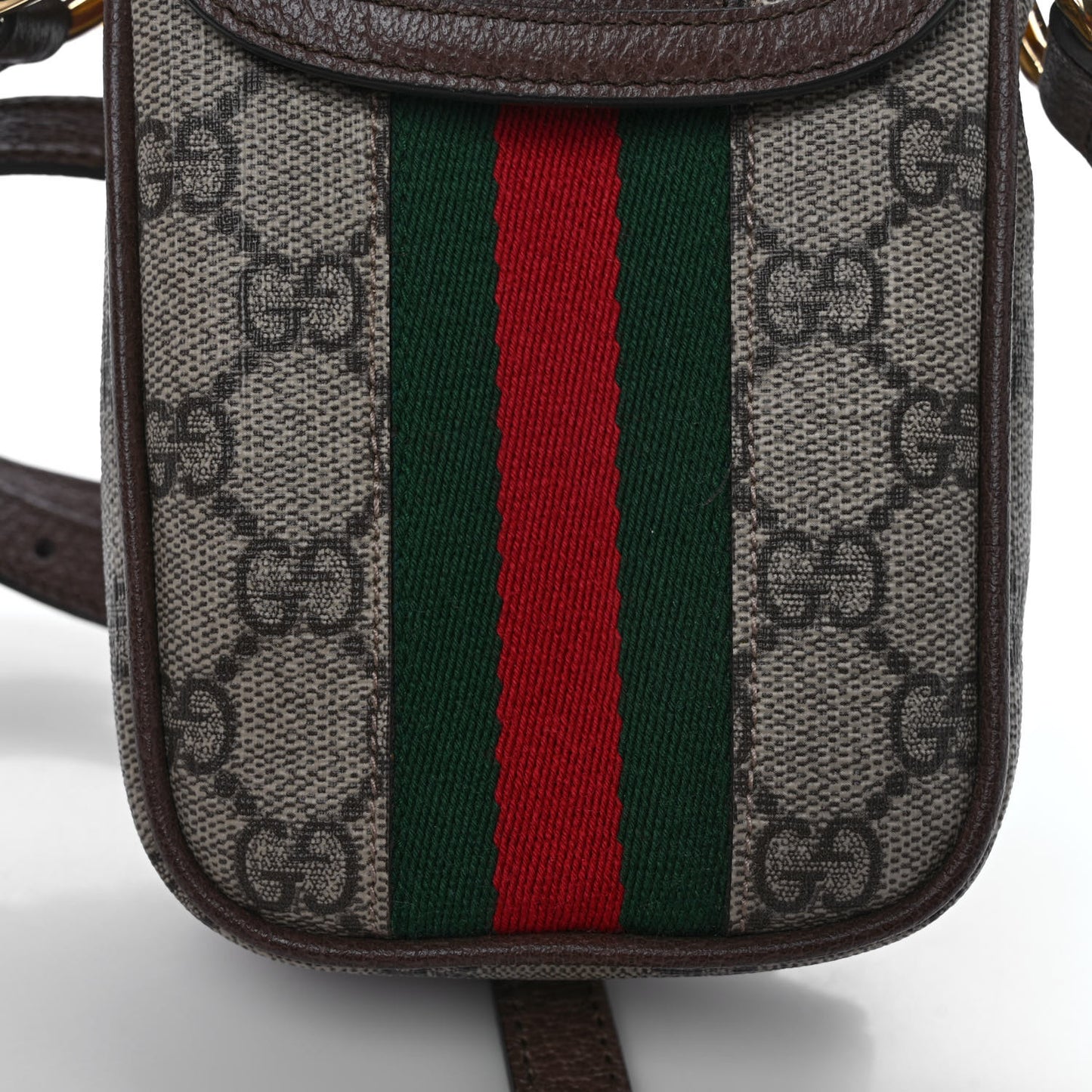GG Supreme Monogram Web Ophidia Phone Crossbody Bag Beige New Acero