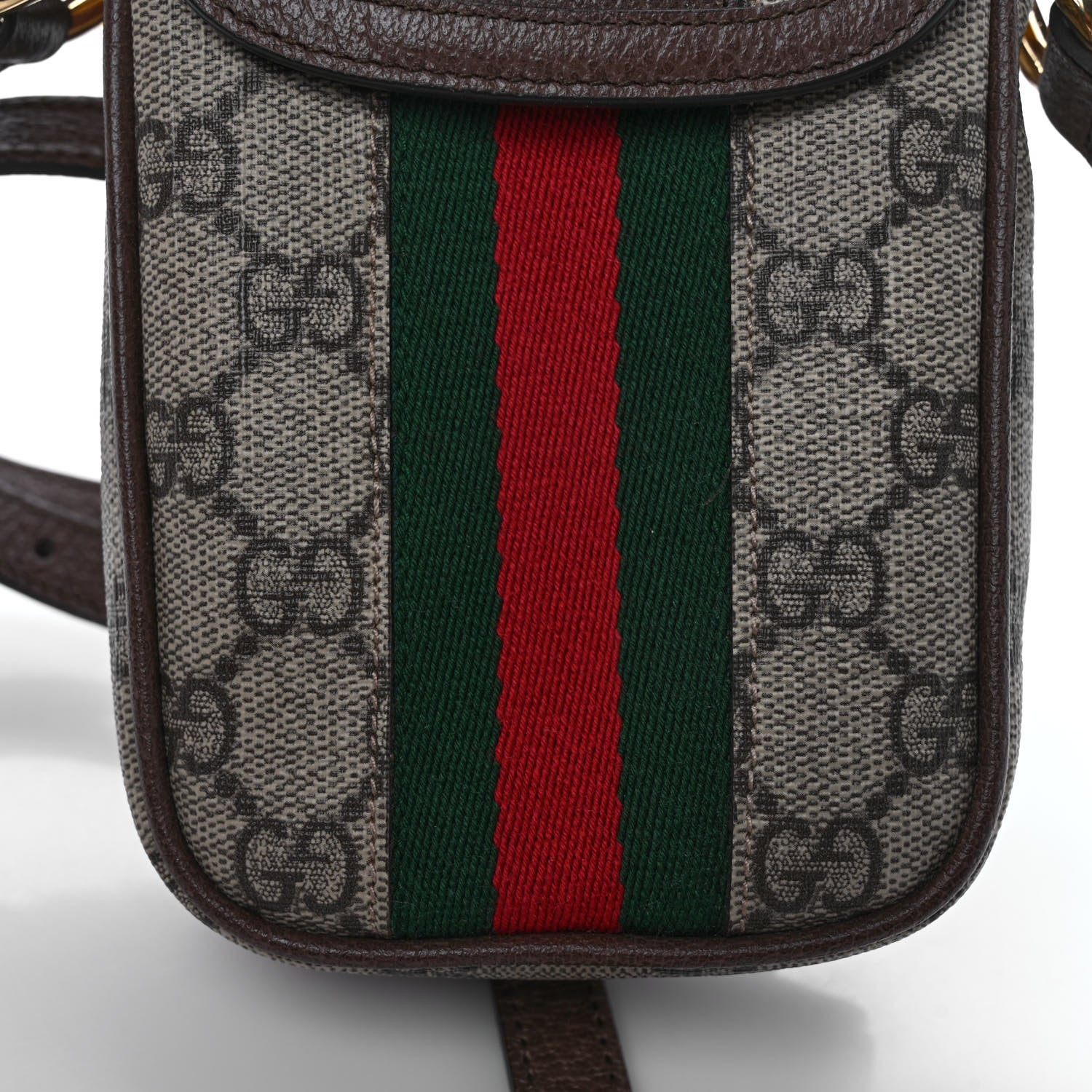 Gucci GG Supreme Monogram Web Ophidia Phone Crossbody Bag Beige New Acero 6 of 9