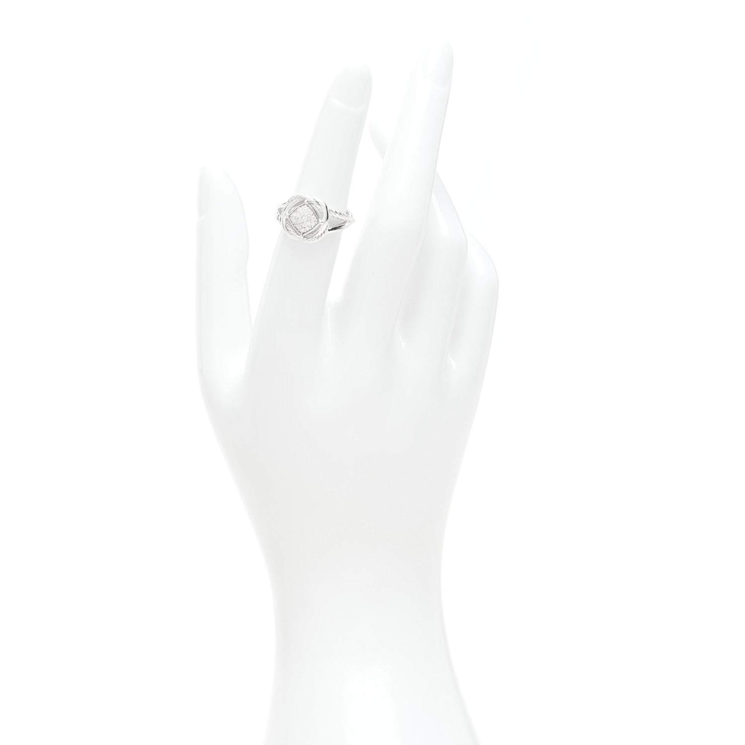 David Yurman Sterling Silver Diamond Pave 7mm Infinity Ring 48 4.5 2 of 5