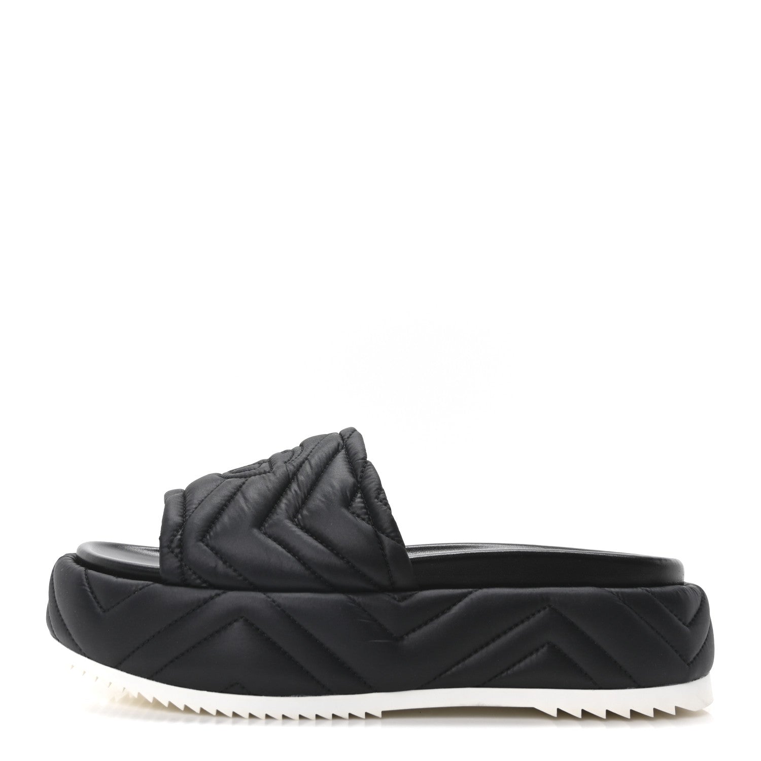 Gucci Nylon Cora Matelasse Angelina Platform 55mm Slide Sandals 40 Black 1 of 10