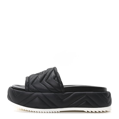 Gucci Nylon Cora Matelasse Angelina Platform 55mm Slide Sandals 40 Black 1 of 10