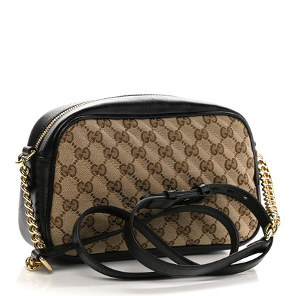 Gucci Monogram Matelasse Diagonal Small GG Marmont Chain Shoulder Bag Beige Black 3 of 12