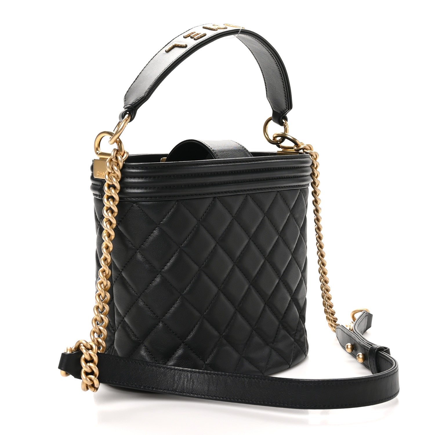 Chanel Calfskin Quilted Boy Bucket Bag Black 3 of 10
